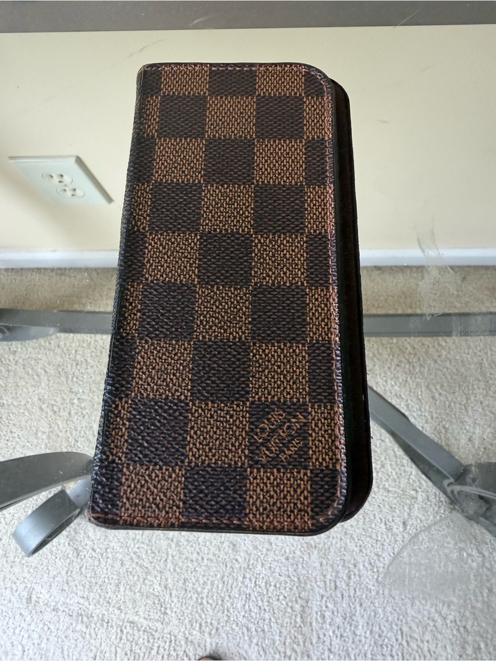 Brown Checkered Men’s or Women’s LV I Phone Wallet Case